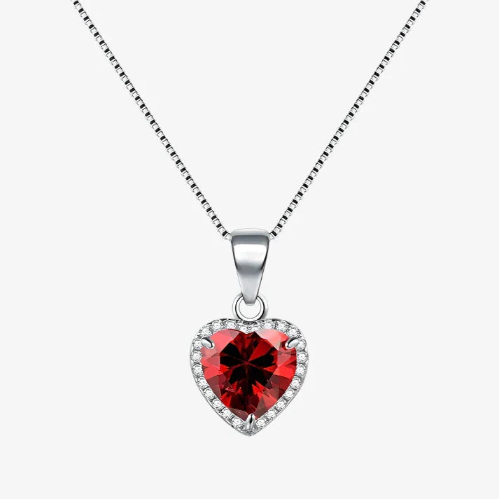 Sparkling Ruby Heart Necklace