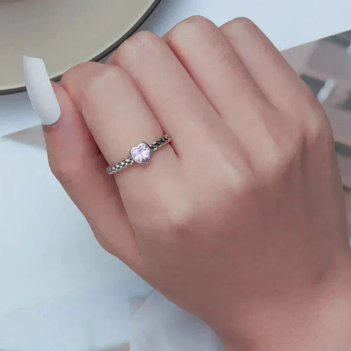 Pink Heart Twisted Ring