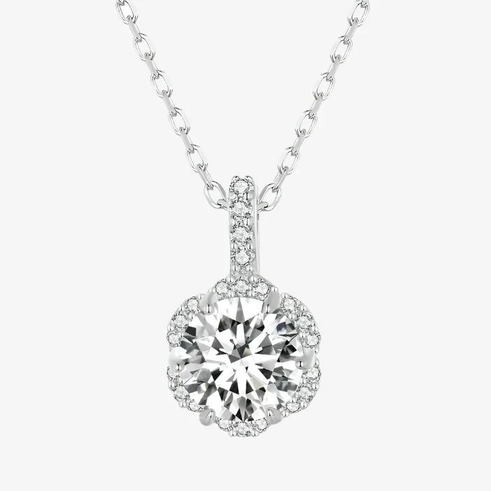 Sparkling Moissanite Halo Necklace