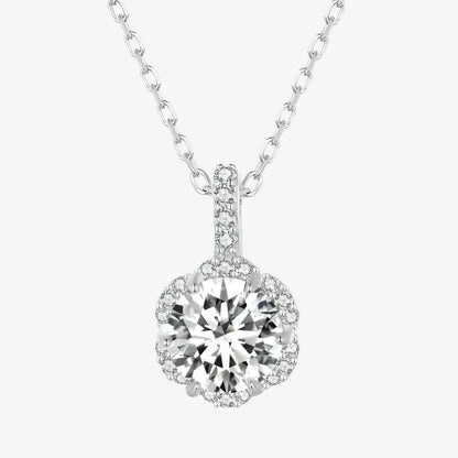Sparkling Moissanite Halo Necklace