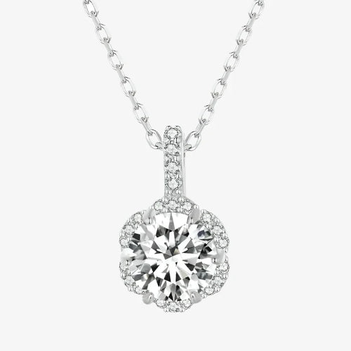 Sparkling Moissanite Halo Necklace