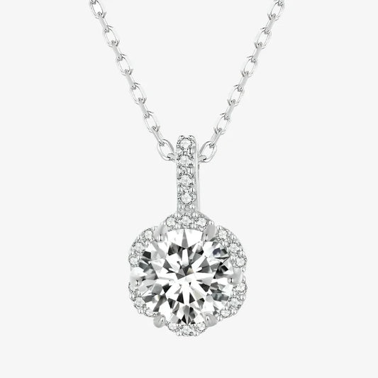 Sparkling Moissanite Halo Necklace